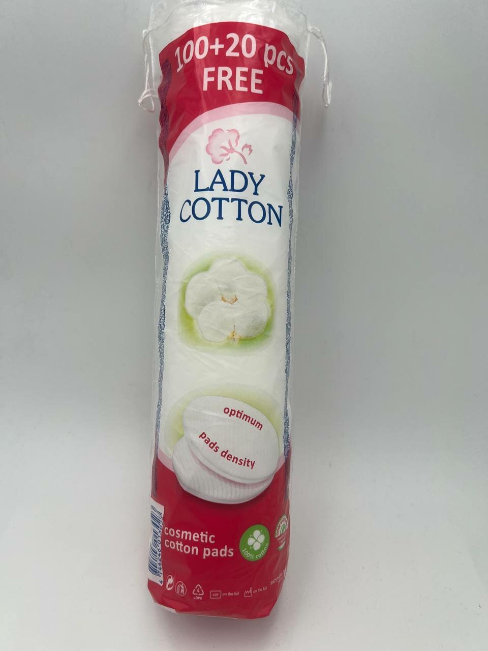 Ватные диски Lady Cotton 120шт, косметические, 100% хлопок, 100шт+20бонус
