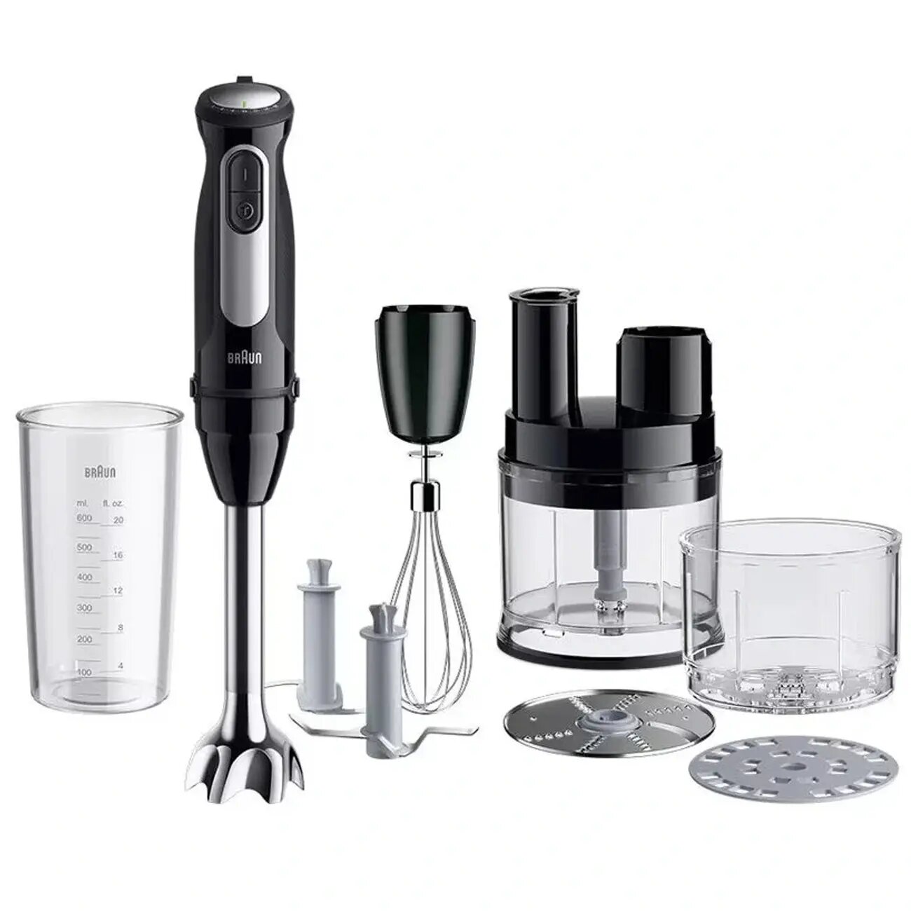 Блендер BRAUN MQ55755MBK, В комплекте: Мерный стакан, Вес: 2 кг - 4 кг, Высота: 29.4 см