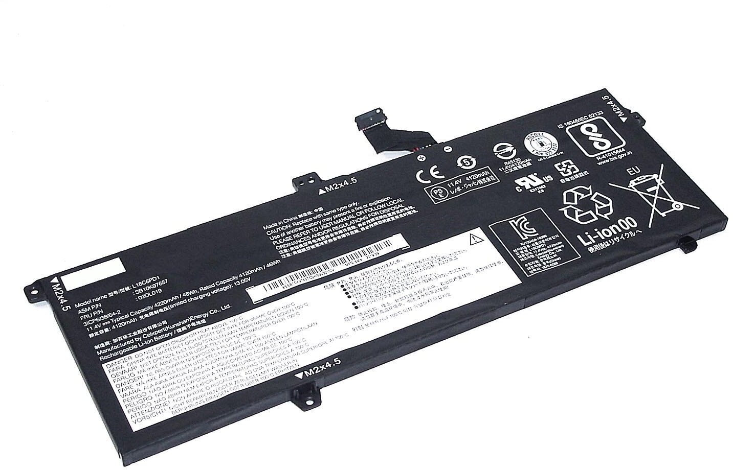 Аккумулятор L18M6PD1 для ноутбука Lenovo ThinkPad X390 11.4V 4220mAh черный