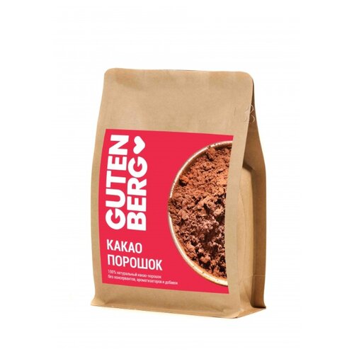 фото 100% натуральный какао-порошок gutenberg. без консервантов, гмо, ароматизаторов и добавок. уп. 200 г