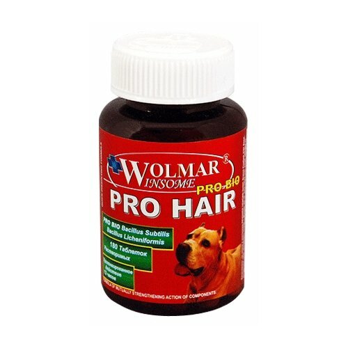 Добавка в корм Wolmar Winsome Pro Bio Pro Hair для собак, флакон , 180 таб.