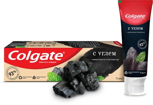 Зубная паста Colgate Naturals Эффективное отбеливание с Углем, 75 мл, 80 г, черный