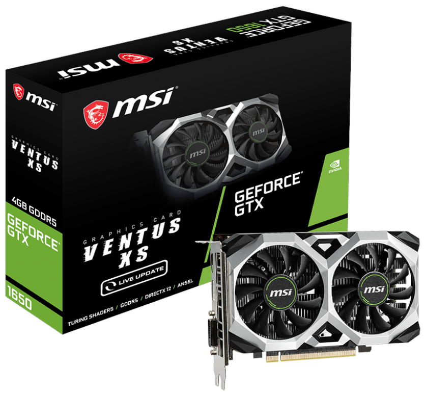 Видеокарта MSI PCI-E GTX 1650 VENTUS XS 4G NV GTX1650 4096Mb 128 GDDR5 1485/8000 DVIx1/HDMIx1/DPx1/H