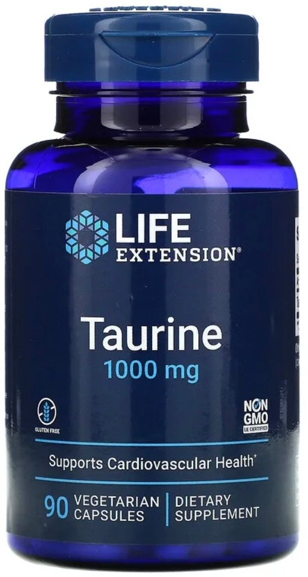 Life Extension, Taurine, Таурин, 1000 мг, 90 вегетарианских капсул