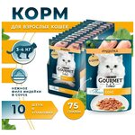 Влажный корм для кошек Gourmet с индейкой в соусе 10 штук по 75г. - изображение