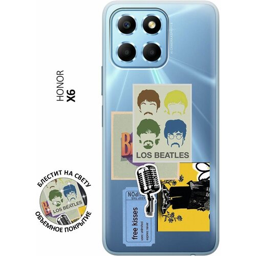 Силиконовый чехол на Honor X6, X8 5G, Хонор Х6, Х8 5Г с 3D принтом Beatles Stickers прозрачный силиконовый чехол на honor 10 хонор 10 с 3d принтом beatles stickers прозрачный