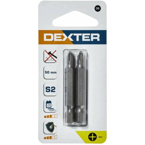 Бита крестовая Dexter XM36DT-3 PH1x50 мм, 2 шт.