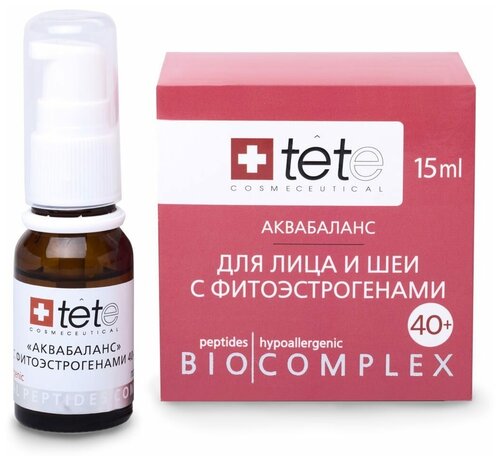 TETe Cosmeceutical Биокомплекс аквабаланс для лица, шеи, декольте с фитоэстрогенами 40+, 15 мл