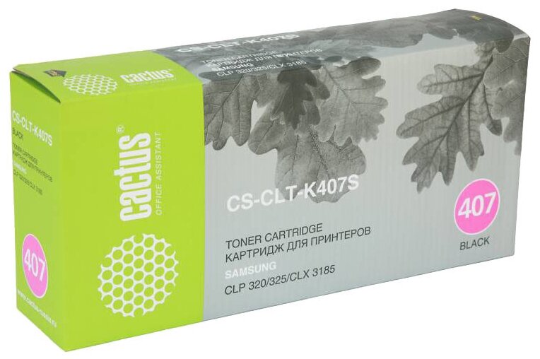 Картридж лазерный CACTUS (CS-CLT-K407S) для SAMSUNG CLP-320/325/N, черный, ресурс 1500 стр