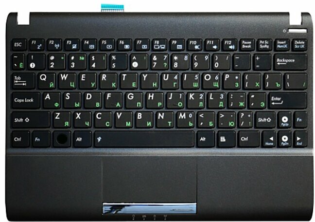 Клавиатура (топ-панель) для ноутбука Asus Eee PC 1025 1025C 1025CE 1060 черная с черным топкейсом