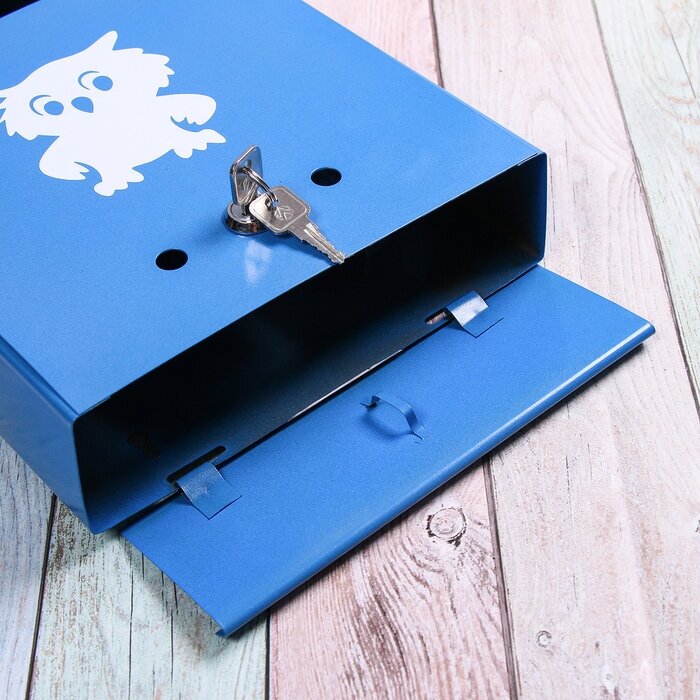 Ящик почтовый без замка (с петлёй), вертикальный, "Домик", синий - фотография № 11