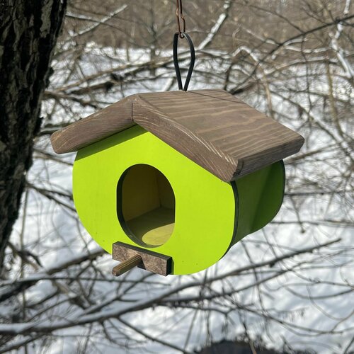 Деревянный скворечник для птиц PinePeak / Кормушка для птиц подвесная для дачи и сада, 150х180х150мм