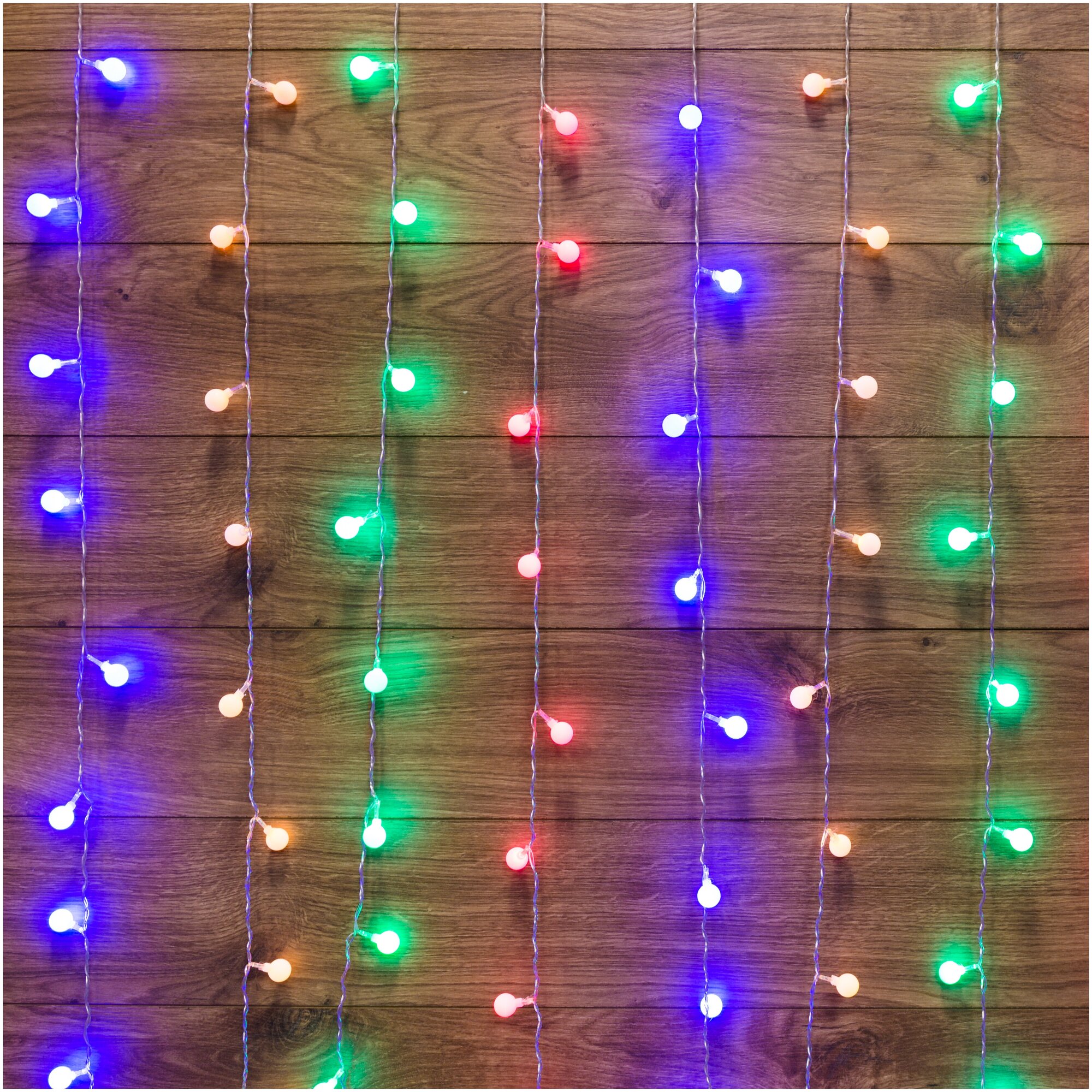 Гирлянда "Светодиодный Дождь" 1.5х1.5 м с 8 режимами свечения с насадками "Шарики", 144 LED, цвет свечения: Мультиколор