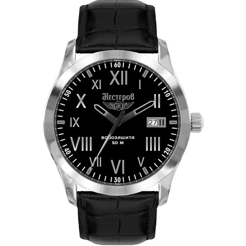 Наручные часы Нестеров, черный, серебряный наручные часы нестеров h0959f02 03e черный серебряный