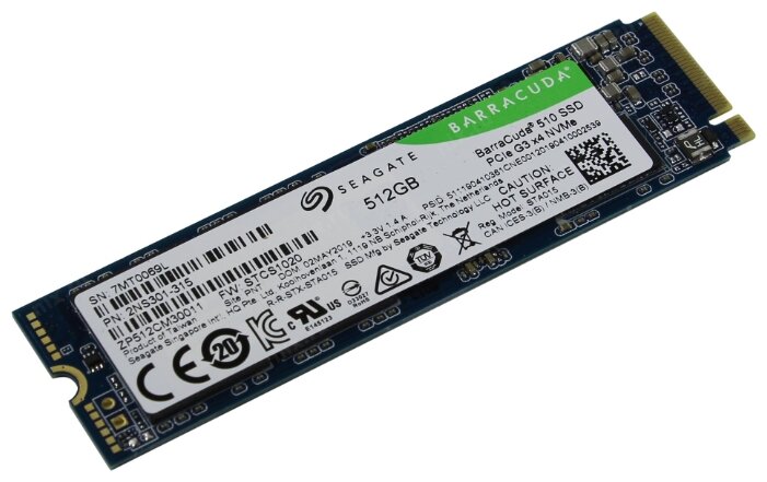 Твердотельный накопитель SSD Seagate BarraCuda 510 512ГБ 3D TLC PCIE M.2 2280