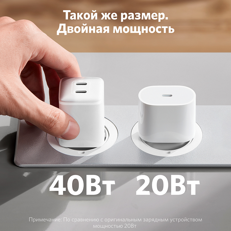 Сетевое зарядное устройство Anker PowerPort 521 Nano Pro 40 W 2xUSB-C (A2038G21), белый