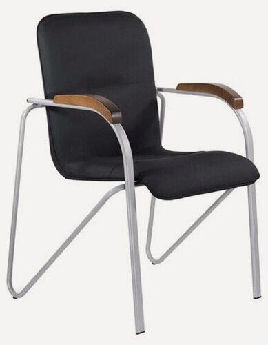 Изображение товара Кресло Brabix для приемных и переговорных "Samba CF-104", серый, орех (D-8), к/з черный, собрано, 532759