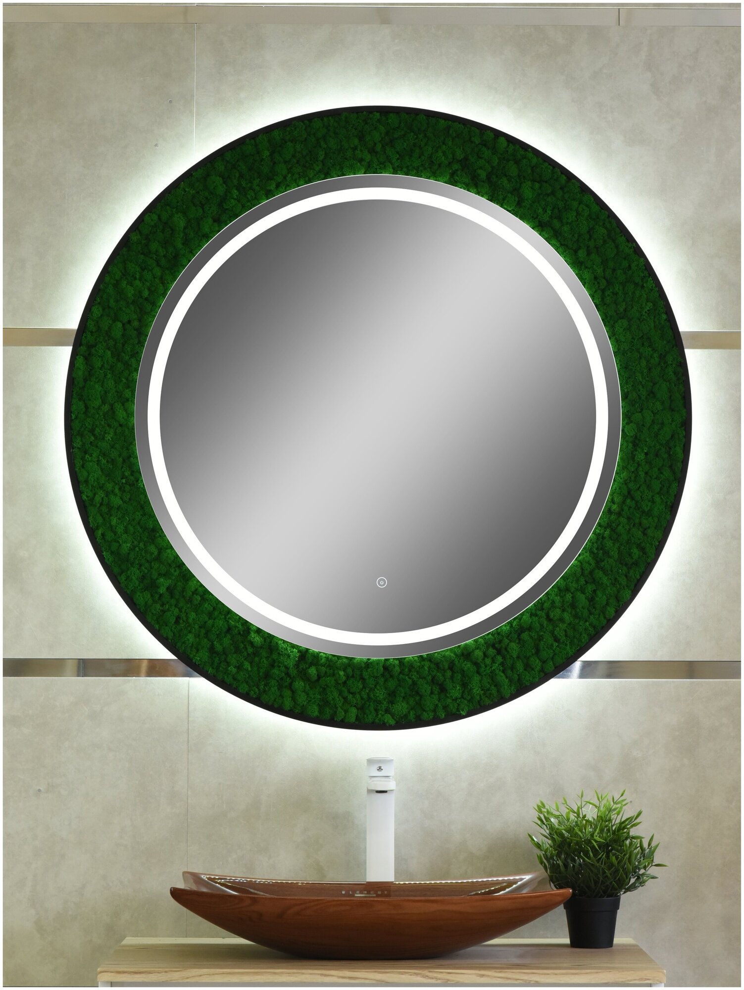 Зеркало с натуральным мхом с подсветкой и бесконтактным сенсором для ванной комнаты Continent "Forest Led" D1000 - фотография № 1