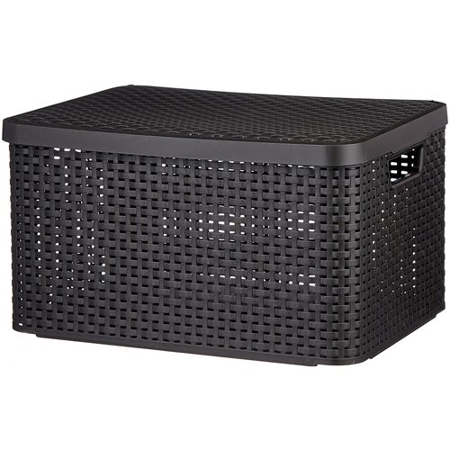 фото Curver корзина с крышкой rattan style box l 24x44x33см темно-коричневый
