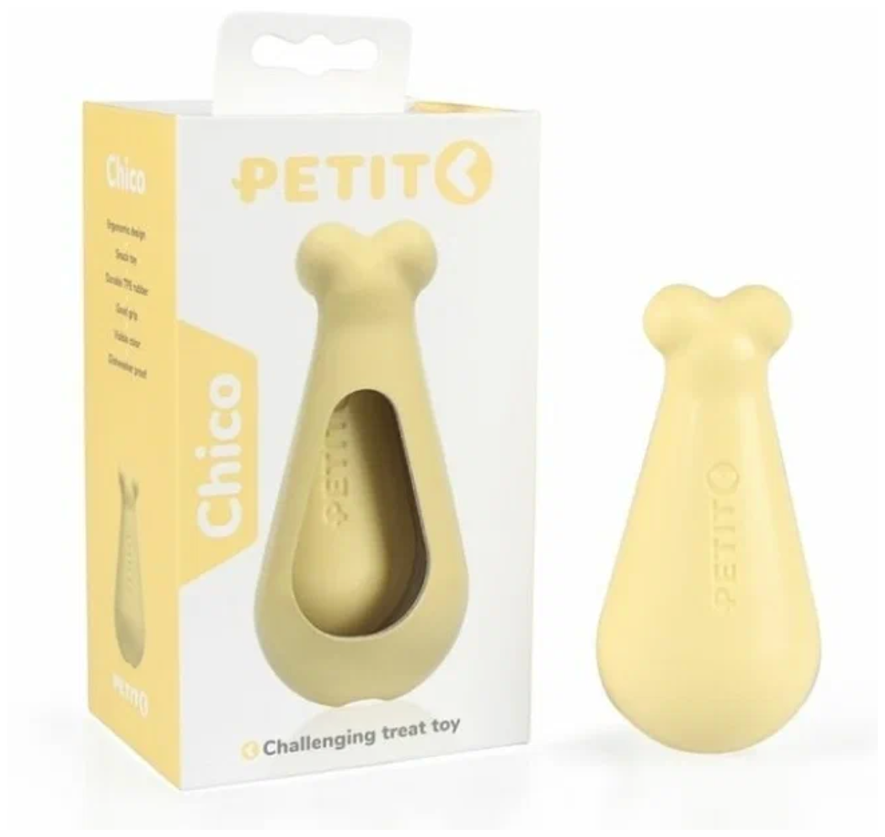 PETIT Игрушка для щенков развивающая "Chico", желтая, 12x6x6cм - фото №2