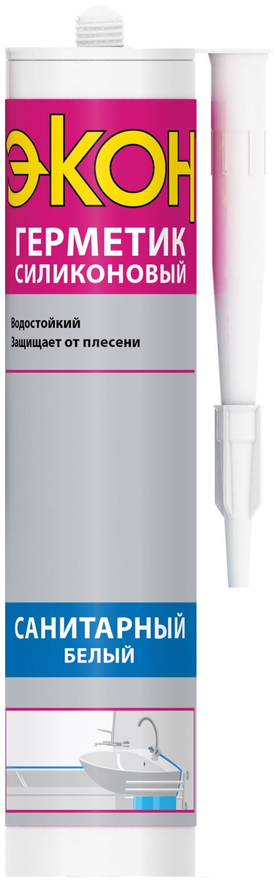 Герметик экон силикон. Санитар. Прозрачн. 280 МЛ (1/12) хенкель