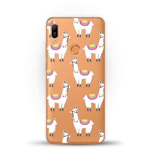 фото Силиконовый чехол белые ламы на huawei y6 (2019) andy & paul