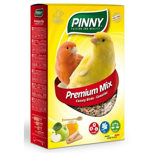 PINNY Premium Menu полнорационный корм для канареек Фрукты, бисквиты и витамины, 800 г.