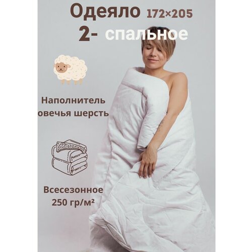 Одеяло двуспальное всесезонное теплое 175х205 см