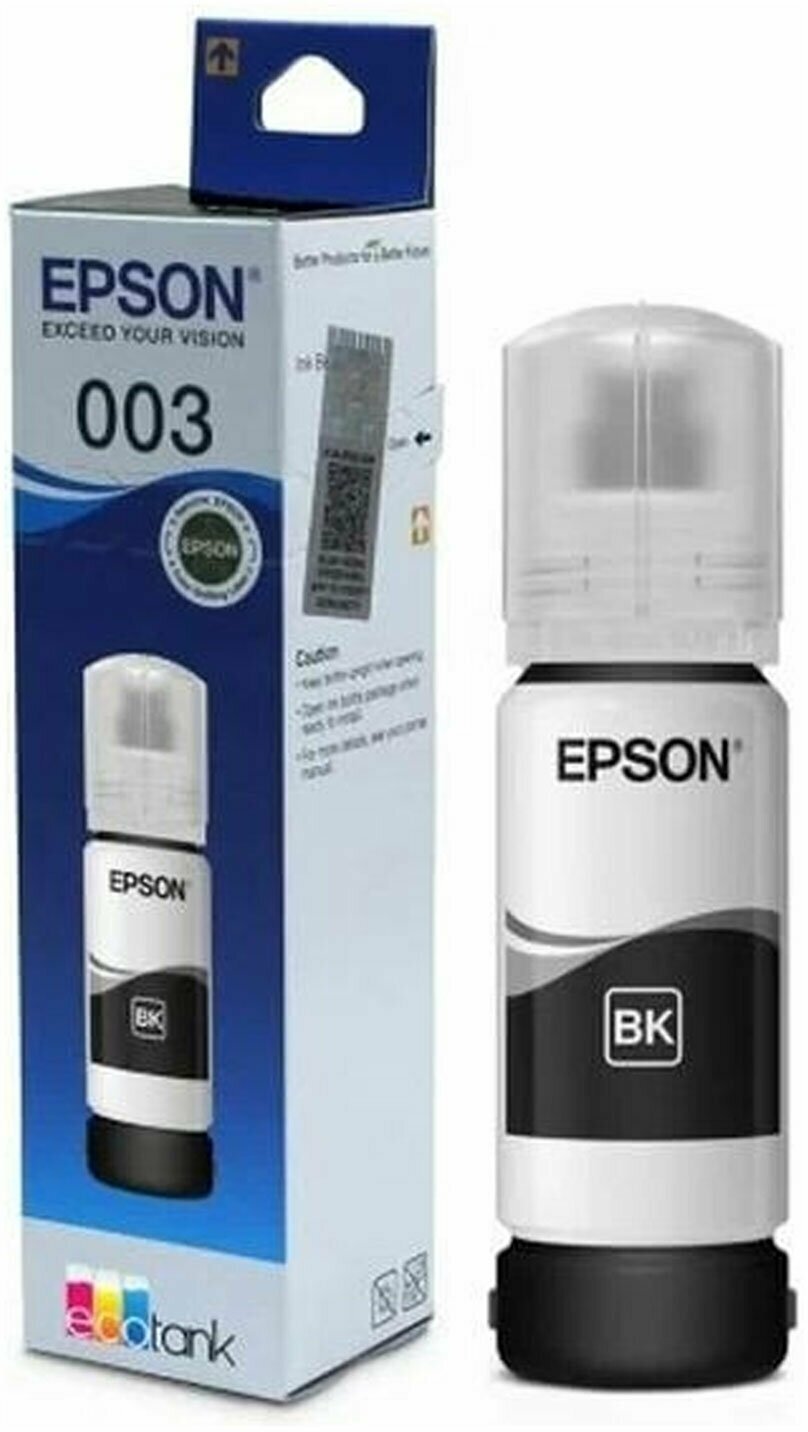 Чернила Epson 003 (C13T00V198), черный, оригинальные для Epson L1110, L3100, L3101, L3110, L3115, L3116, L3150, L3151, L3152, L3156, L5190