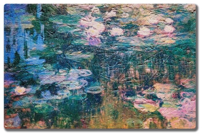Репродукция картины Клода Моне "Водяные лилии". Интерьерная фреска на доске. 30х20см