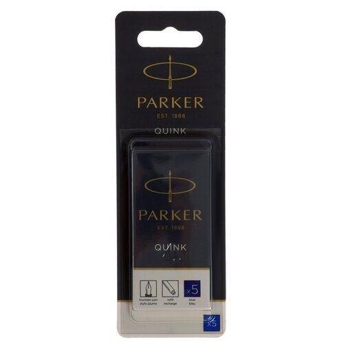 картриджи чернильные parker cartridge quink комплект 5 смываемые чернила синие 2 шт Картридж для перьевой ручки PARKER Quink Z11 в блистере синий 5