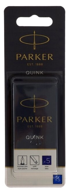Картридж для перьевой ручки PARKER Quink Z11 в блистере (5 шт.) синий