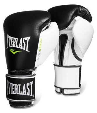 Перчатки тренировочные Everlast Powerlock 12oz черные/белые/зеленые