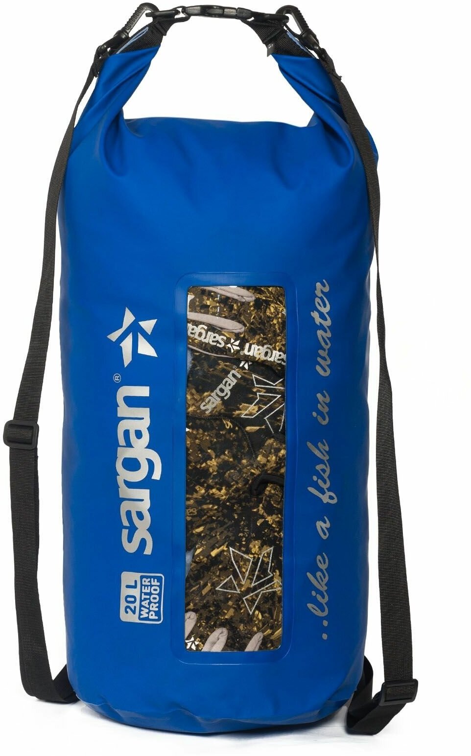 Влагозашитный рюкзак/гермомешок/герморюкзак/гермосумка/ непромокаемая сумка с лямками SARGAN ОКО 20 литров синий