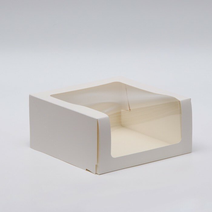 Кондитерская упаковка с окном, белая, 21 х 21 х 10 см 5 шт