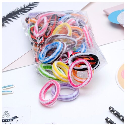 Резинка для волос Махрушка набор 48 шт в белую полоску 55 см микс 327₽