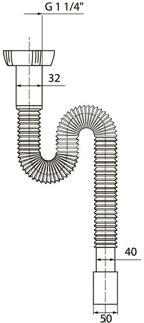 Сифон для раковины WIRQUIN 30718002 1 1/4"х40/50 без выпуска L1200 мм - фотография № 2