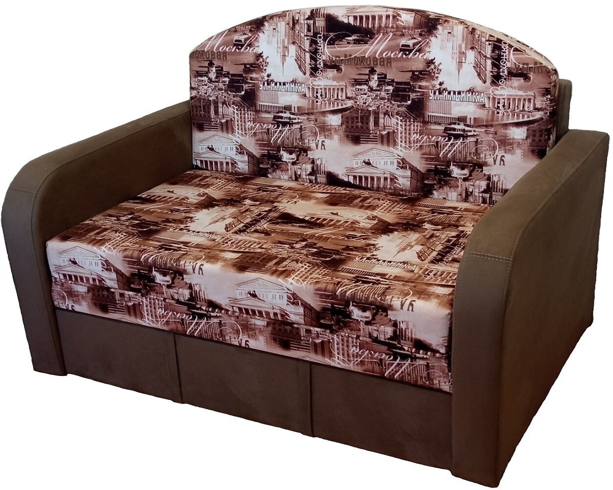 Диван-кровать StylChairs Соня, ширина 140 см, обивка: велюр, цвет: коричневый