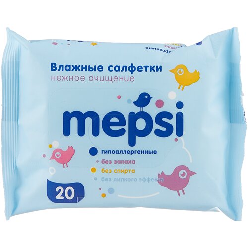 Влажные детские салфетки MEPSI, 72 шт. с клапаном