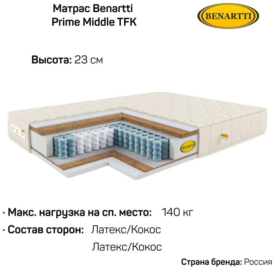 Матрас Benartti Prime Middle TFK (130 / 186)