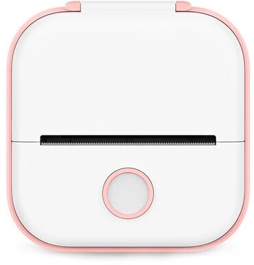 Мини принтер Phomemo розовый + 3 рулона белой самоклеящейся бумаги / Карманный принтер дляартфона / Блютуз принтер для телефона / Мини-принтер