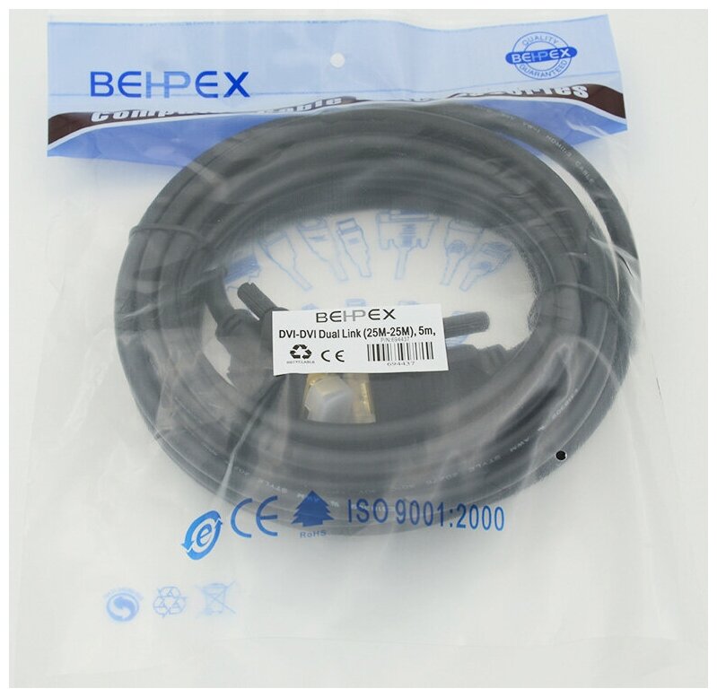 Кабель DVI-DVI 5.0м Dual Link VCOM Telecom 2 фильтра VDV6300-5M - фото №8
