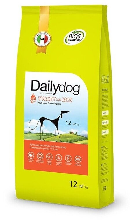 Dailydog Adult Large Breed Turkey and Rice - Сухой корм для взрослых собак крупных пород, с Индейкой и Рисом (12 кг)