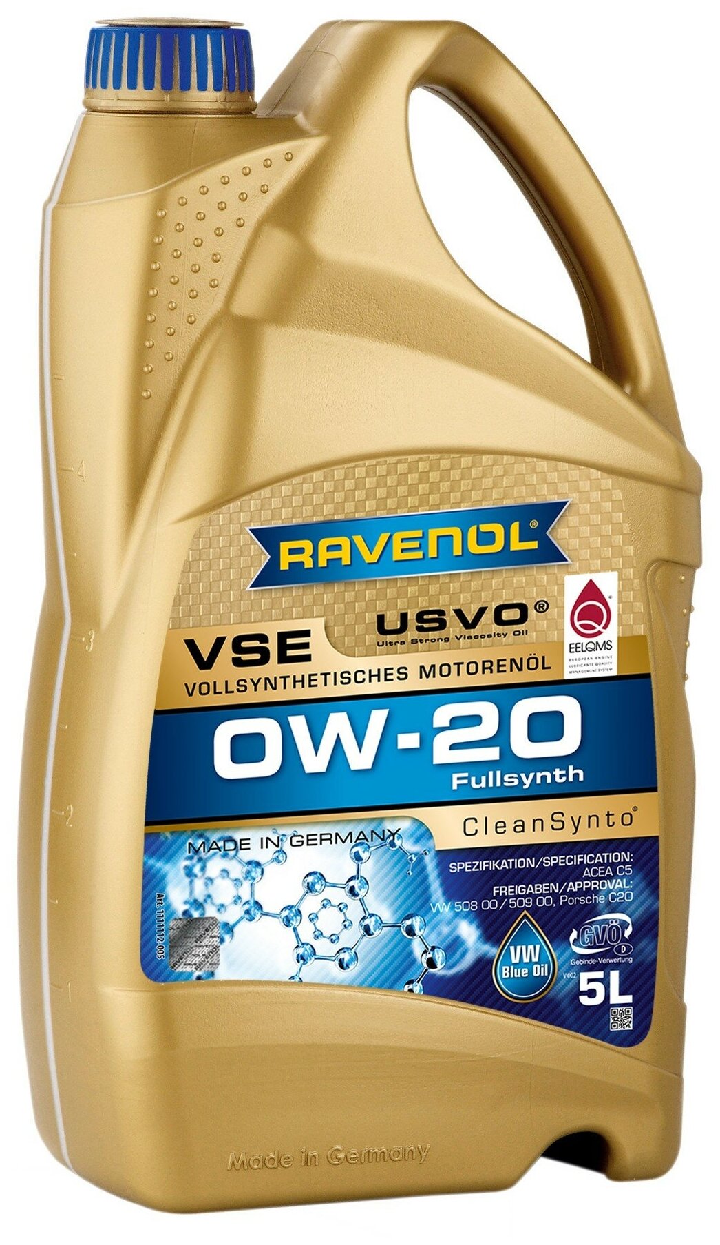 Моторное масло Ravenol VSE 0W-20 синтетическое 5 л