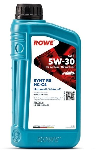 Синтетическое моторное масло ROWE Hightec Synt RS SAE 5W-30 HC-C4, 1 л