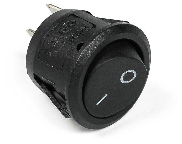 Выключатель клавишный без подсветки, диаметр 23 мм, черный - фотография № 1