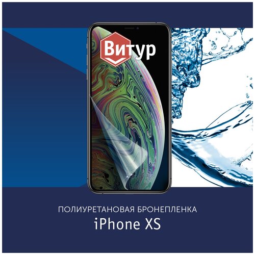 Полиуретановая бронепленка для iPhone XS / Защитная плёнка на весь экран, с вырезом под камеру / Глянцевая