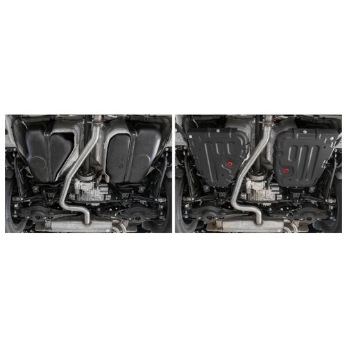 фото Защита топливного бака автоброня для skoda kodiaq 4wd 2017-н.в./volkswagen tiguan ii 4wd 2016-н.в., штампованная, сталь 1.5 мм, с крепежом, 111.05122.1