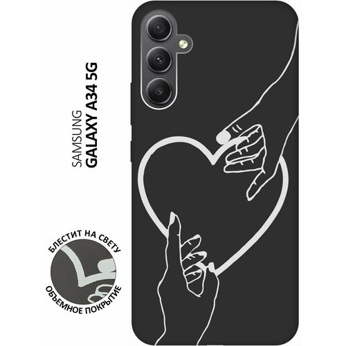 Матовый Soft Touch силиконовый чехол на Samsung Galaxy A34 5G, Самсунг А34 с 3D принтом Hands W черный матовый soft touch силиконовый чехол на samsung galaxy a34 5g самсунг а34 с 3d принтом hands w черный