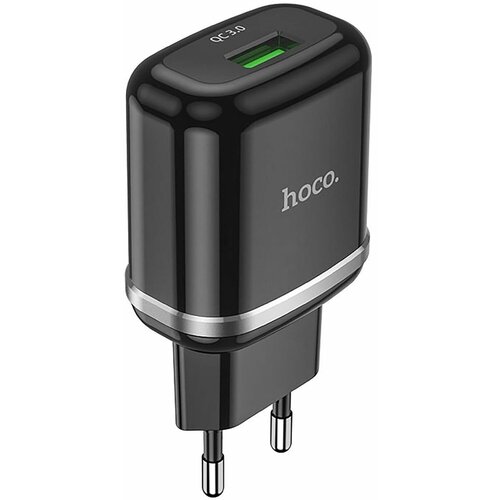 Сетевой адаптер - Hoco N3 Special USB, 3A/18W, с быстрой зарядкой, черный, 1 шт. зарядное устройство hoco n3 special qc3 0 18w один порт usb 5v 3 0a белый